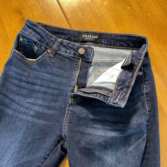 ENJEAN Women's Junior Dark Wash Distressed Skinny Leg‎ Denim Blue Jeans Sz 7 - Picture 6 of 10